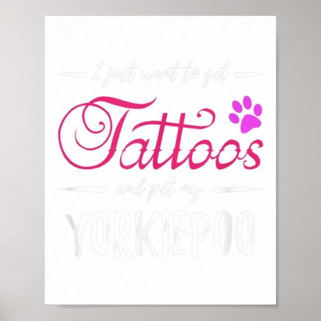 Poster Yorkiepoo Cachorro Tatuagem Engraçada Cachorro Mãe (Frente)