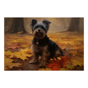 Pôster Yorkipoo nas Folhas de Outono Caem Inspiração
