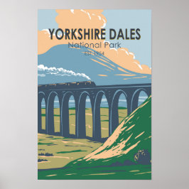Poster Yorkshire Dales National Park England Vintage