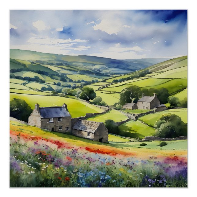 Pôster "Yorkshire Meadowsong" Landscape Yorkshire Dales (Frente)