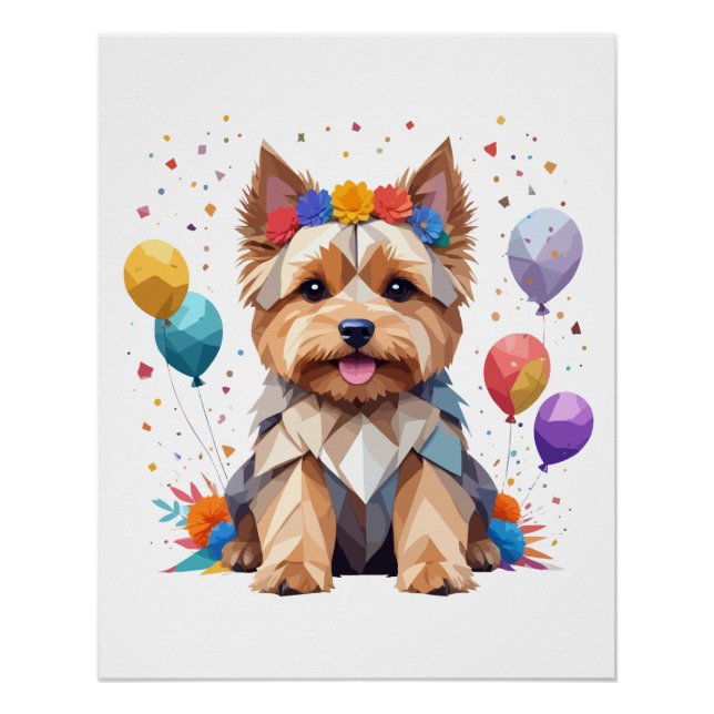 Pôster Yorkshire Terrier, adorável e divertida corte anim (Frente)