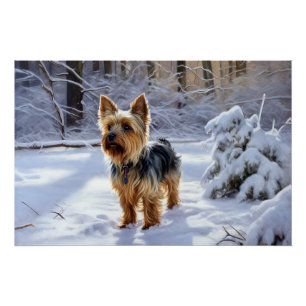 Pôster Yorkshire Terrier Deixe-a nevar no Natal
