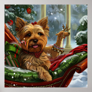 Poster Yorkshire Terrier Dog Natal Festivo