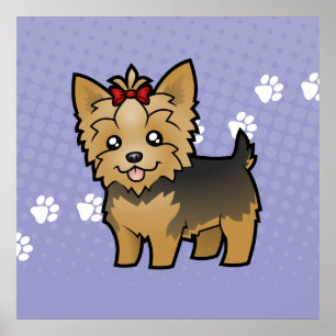 Pôster Yorkshire terrier dos desenhos animados (cabelo