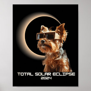 Poster Yorkshire Terrier engraçado eclipse solar total