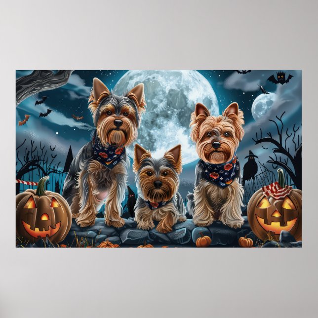 Poster Yorkshire Terrier Halloween Spooky (Frente)