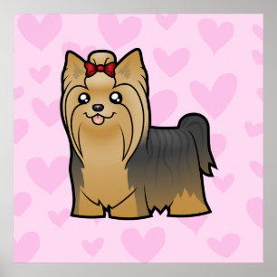 Poster Yorkshire Terrier Love (cabelo comprido com arco)