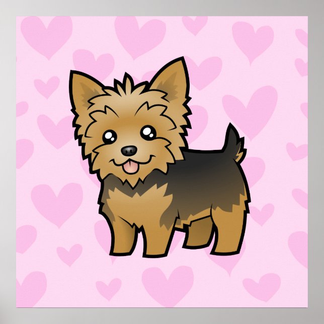 Pôster Yorkshire Terrier Love (cabelo curto sem arco) (Frente)