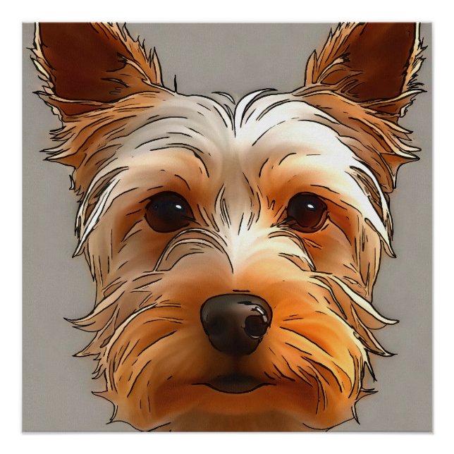 Pôster Yorkshire Terrier Puppy Head Portrait (Frente)