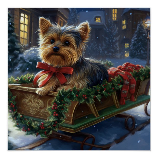 Pôster Yorkshire Terrier Temporada de Natal (Frente)