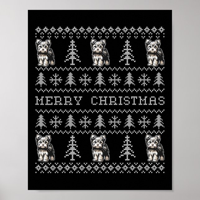 Poster Yorkshire Terrier Ugly Christmas Sweater Engraçado (Frente)