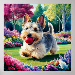 Poster Yorshire Terrier Puppy Playing in the Park