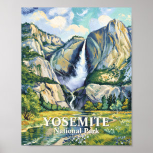 Poster Yosemite Bridalveil Fall Colorido Van Gogh Vintage