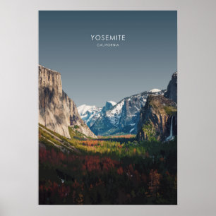 Poster Yosemite, Ilustração de Viagem da Califórnia