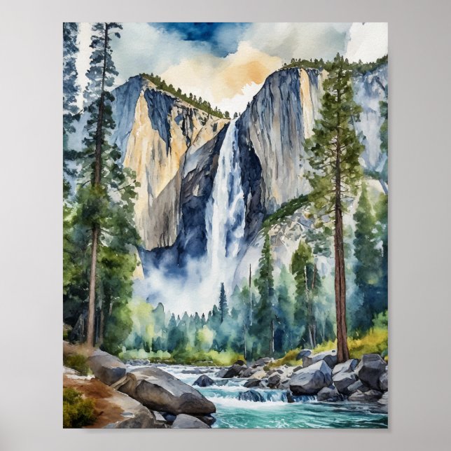 Poster Yosemite National Park California Watercolor (Frente)