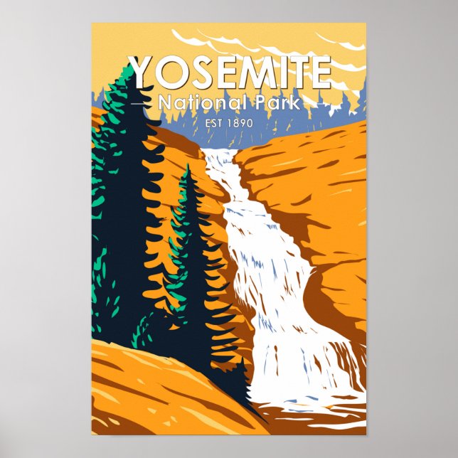 Poster Yosemite National Park Chilnualna Falls California (Frente)