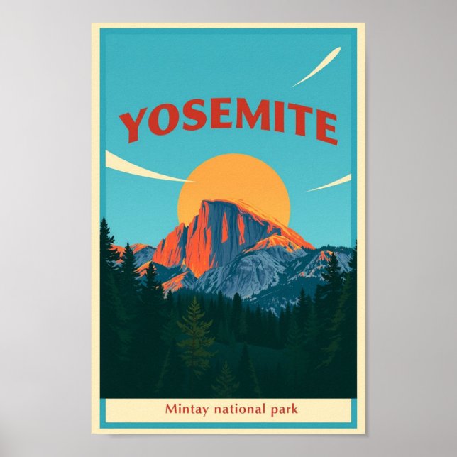 Poster Yosemite National Park Half Dome Vintage (Frente)