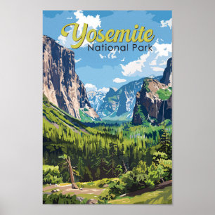 Poster Yosemite National Park Illustration Viagem Art