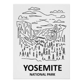 Pôster Yosemite National Park Line Art
