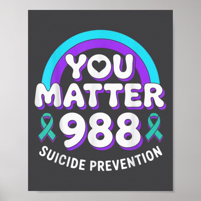 Poster You 988 Suicide Prevention Awareness Rainbow Ribbo (Frente)