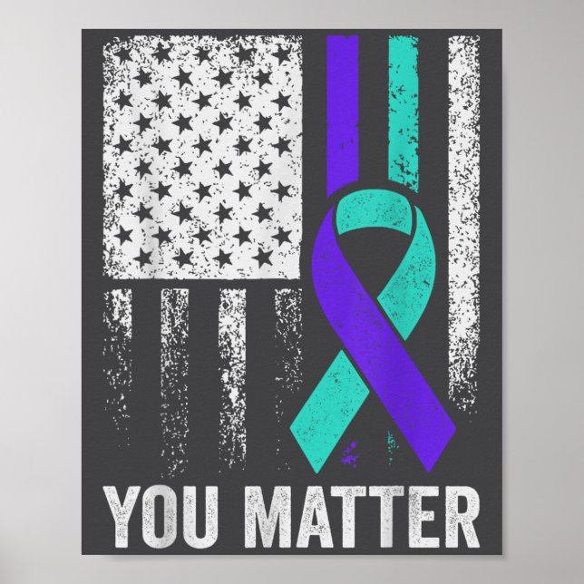 Poster You American Flag Teal Purple Men Mental Health  (Frente)