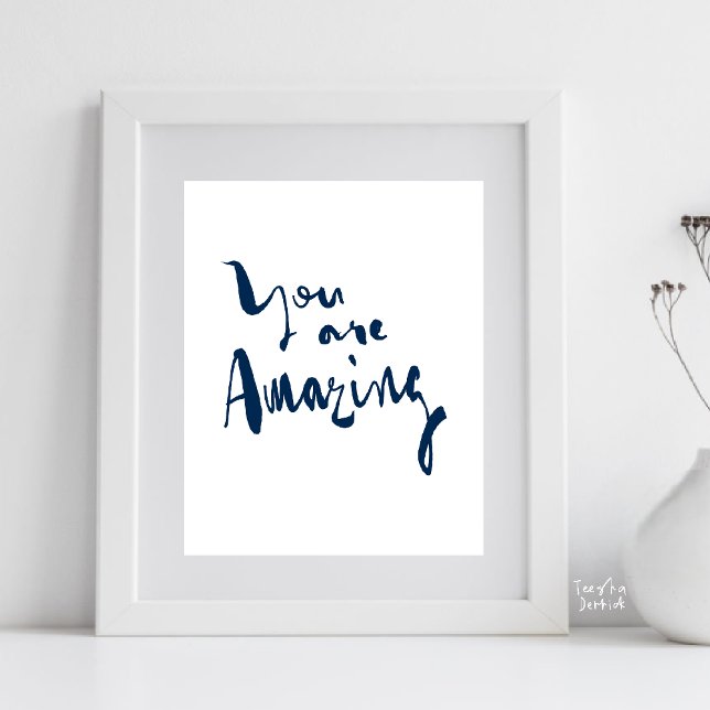 Poster You are amazing Minimalist Motivational Inspired (You are amazing Minimalist Motivational Poster Inspirational Quotes Home Office gift in Navy Blue)