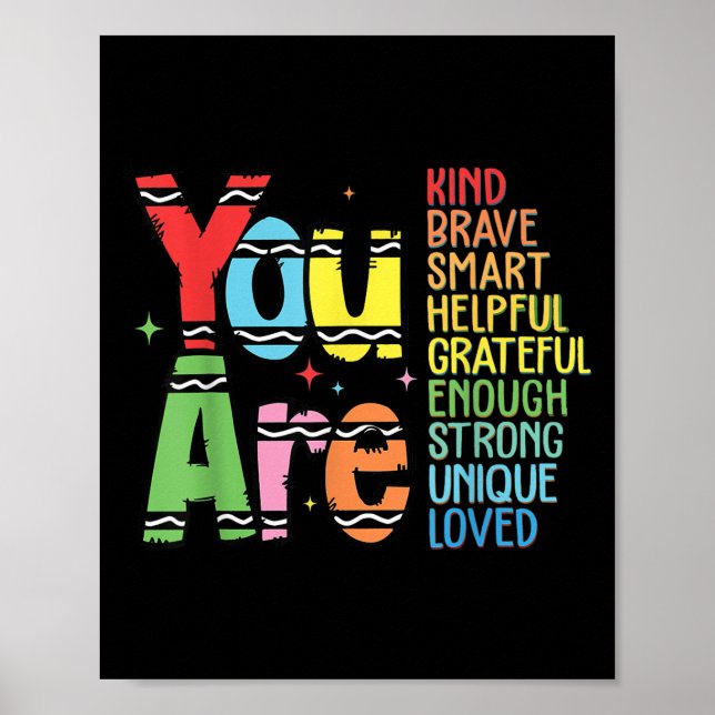Poster You Are Kind Smart Brave Motivational Back To Scho (Frente)