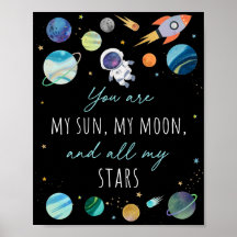 You Are My Sun Moon Stars Space Blue & Gold