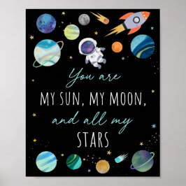 Poster You Are My Sun Moon Stars Space Blue & Gold