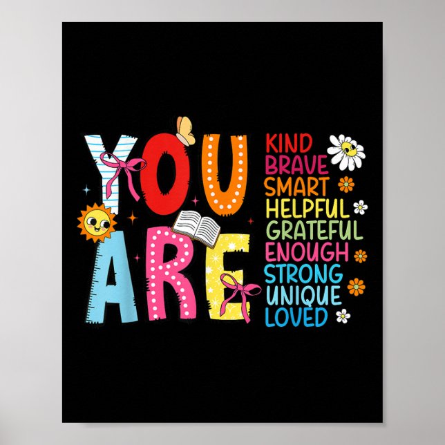 Poster You Are Smart Brave Strong Kind Loved Motivation T (Frente)