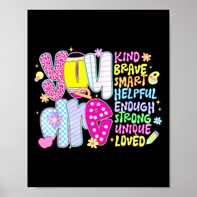 Poster You Are Smart Brave Strong Kind Loved Motivation T (Frente)
