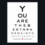 Poster You are the best grandma in the world eye chart<br><div class="desc">This is a beautiful wedding anniversary eye chart snellen wall art print design featuring You are the best grandma in the world</div>