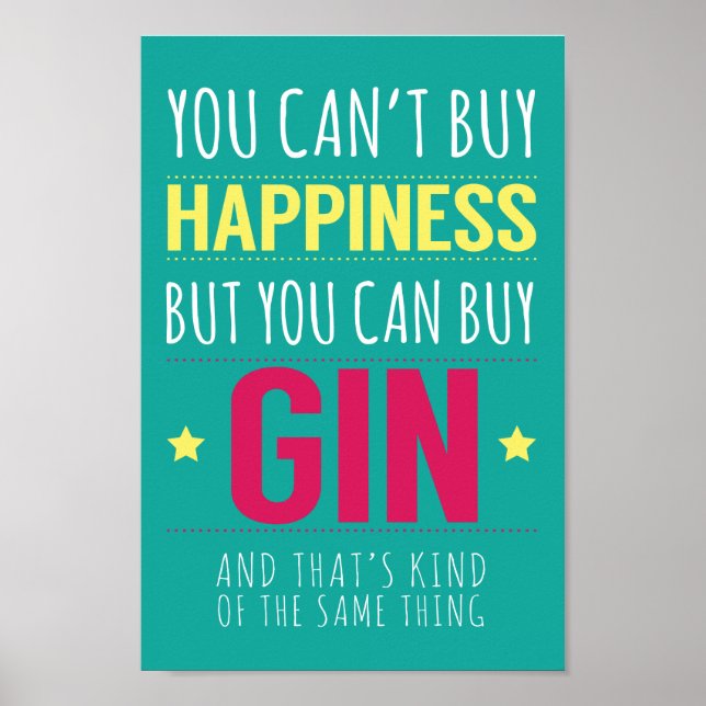 Poster "You Can't Buy Happiness..." Typography Print (Frente)