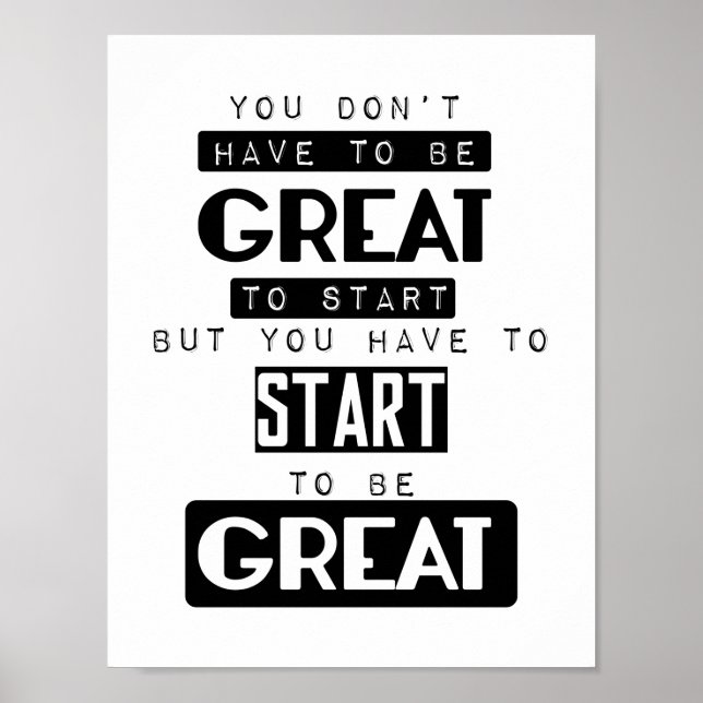 Poster you don't have to be great to start motivational (Frente)