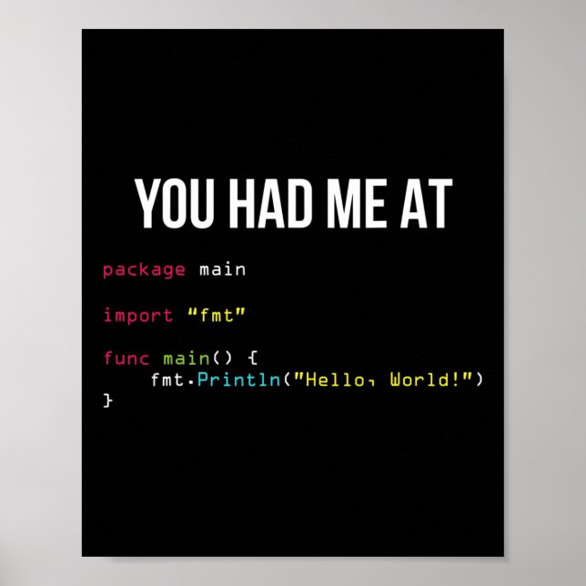 Poster You Had Me At Hello World Coding Cool Gaming Chris (Frente)