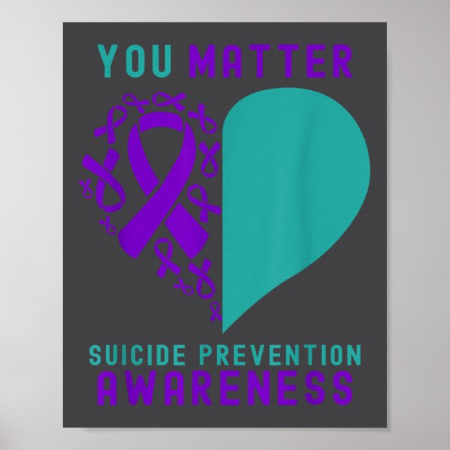 Poster You - Heart &amp; Ribbon Design Suicide Prevention (Frente)