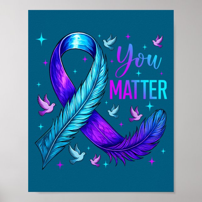 Poster You Ribbon Bird Suicide Prevention Awareness  (Frente)