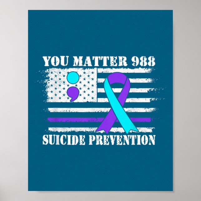Poster You Semi Colon 988 Suicide Prevention Awareness  (Frente)