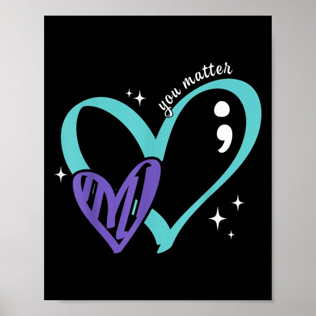 Poster You Suicide Prevention Awareness Teal &amp; Purple (Frente)