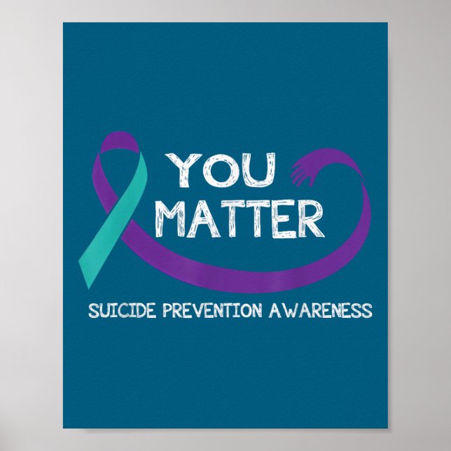 Poster You Suicide Prevention Awareness Teal Purple Hand  (Frente)