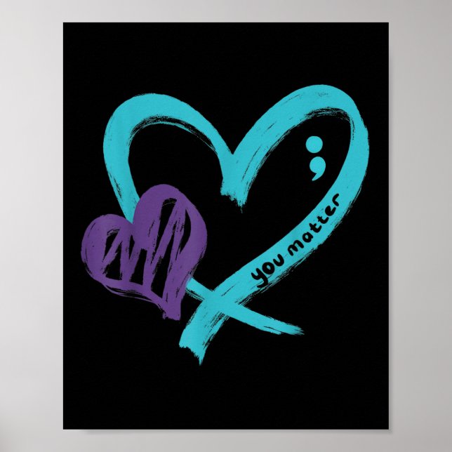 Poster You Suicide Prevention Awareness Teal Purple Heart (Frente)