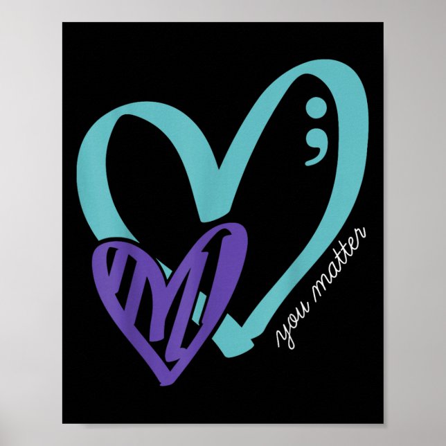 Poster You Suicide Prevention Awareness Teal Purple Heart (Frente)