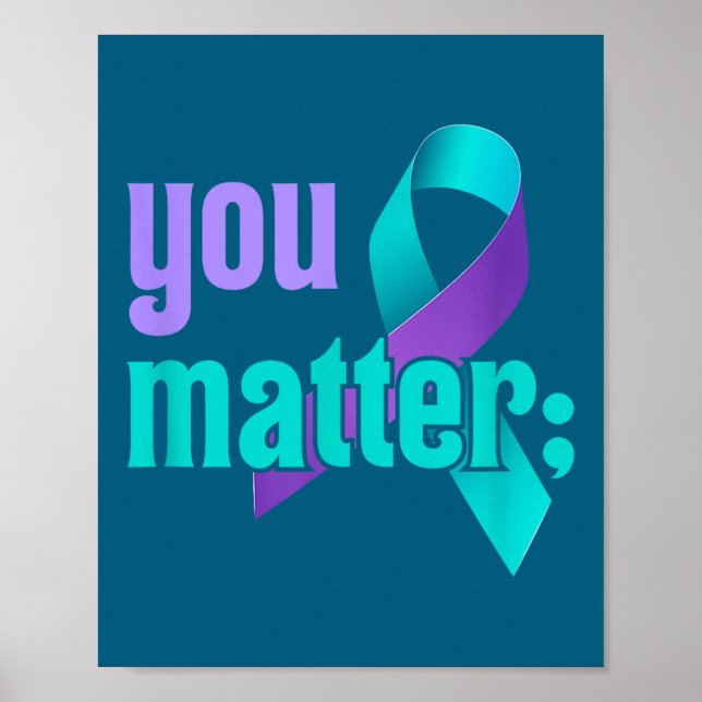 Poster You Suicide Prevention Awareness Teal Purple Rainb (Frente)
