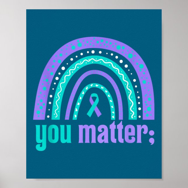 Poster You Suicide Prevention Awareness Teal Purple Rainb (Frente)