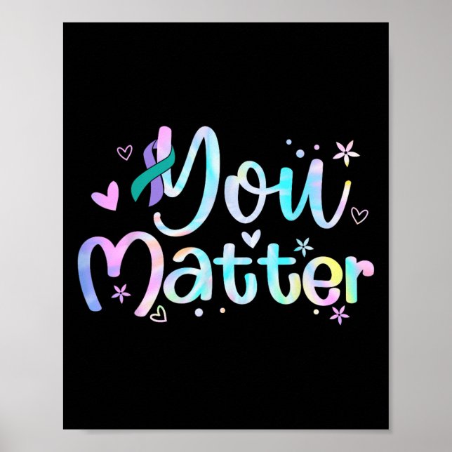 Poster You Suicide Prevention Awareness Teal Purple Ribbo (Frente)