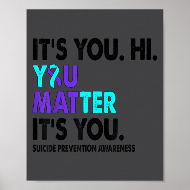 Poster You Suicide Prevention Awareness Teal Purple Ribbo (Frente)