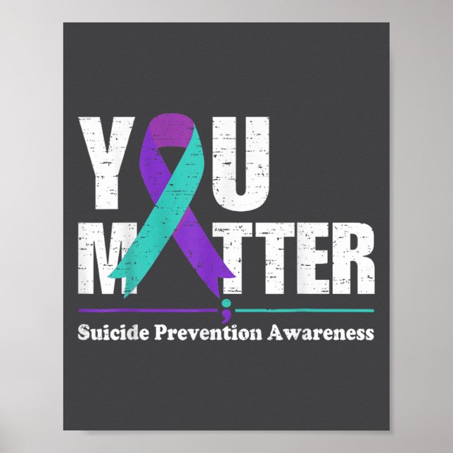 Poster You Suicide Prevention Awareness Teal Purple Ribbo (Frente)