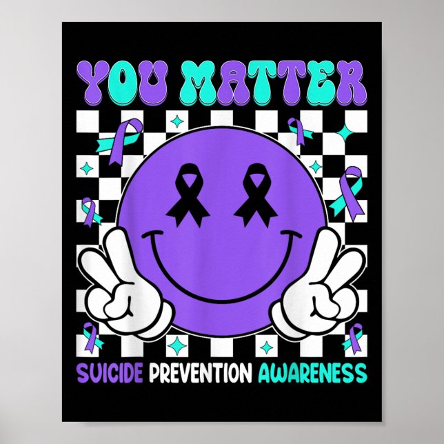 Poster You Suicide Prevention Awareness Teal Purple Ribbo (Frente)