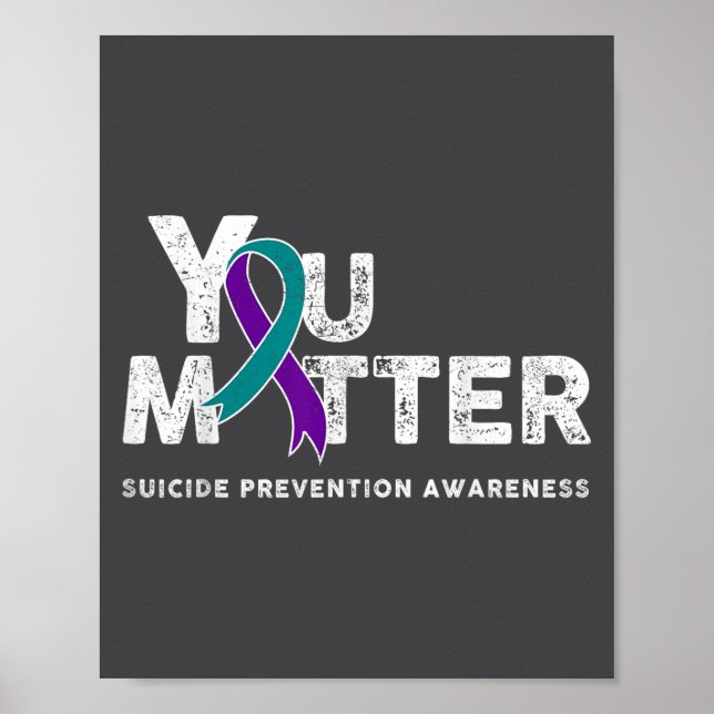 Poster You Suicide Prevention Month Gift Teal Purple Ribb (Frente)
