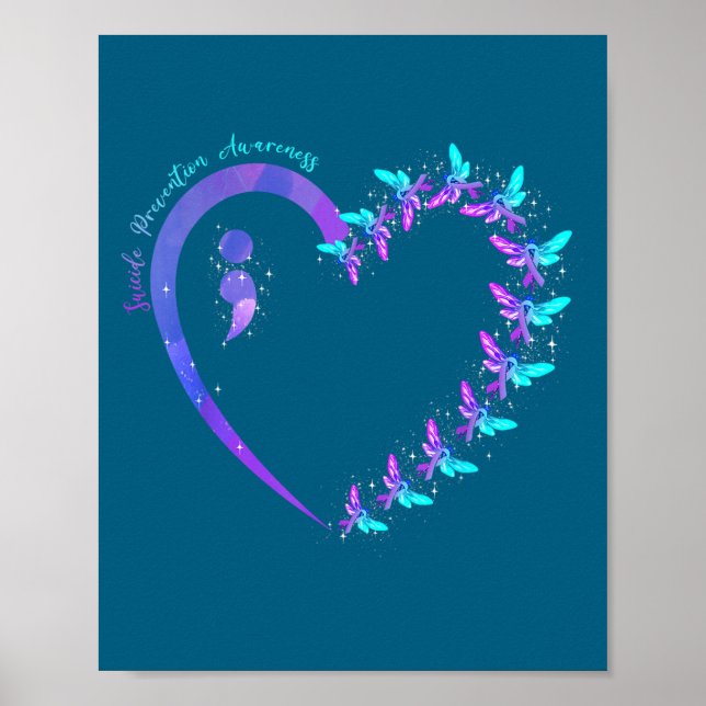 Poster You Suicide Prevention Teal Purple Awareness Ribbo (Frente)